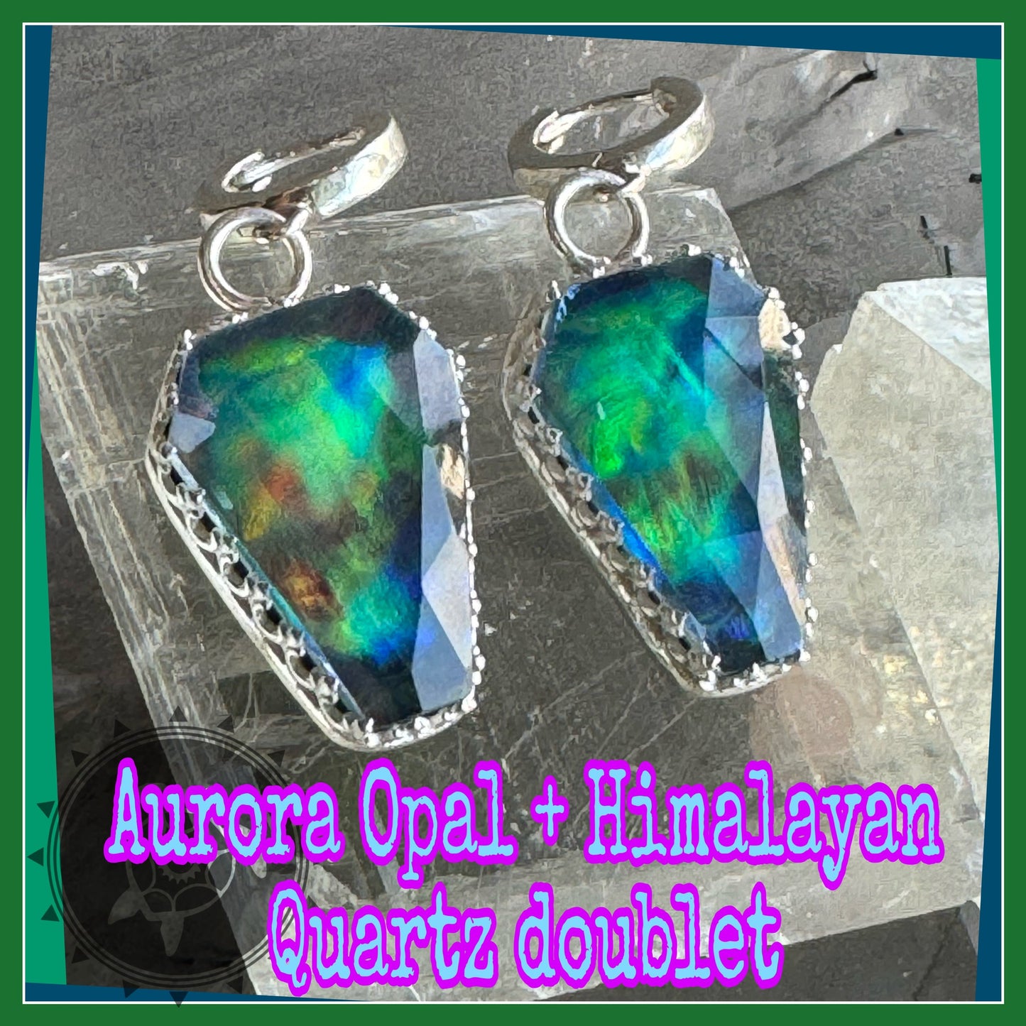 Aurora Opal + Himalayan Quartz Earrings
