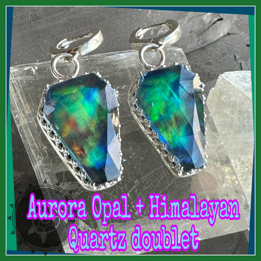 Aurora Opal + Himalayan Quartz Earrings